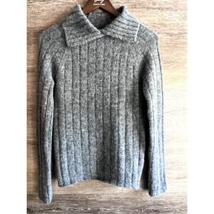 Lita by Ciara Wool blend Sweater collar long sleeves Gray Size S Made in Italy
